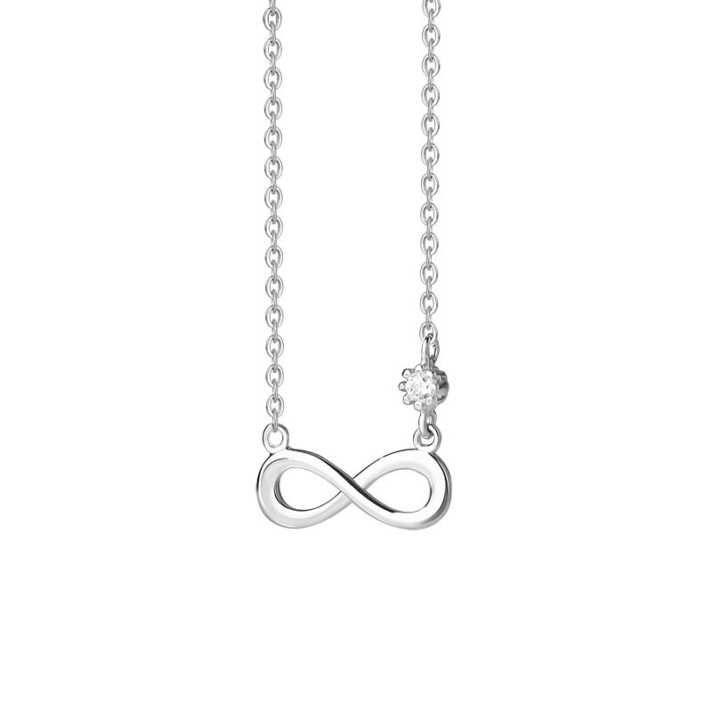 collier en argent plaqué or blanc Pendentif infini
