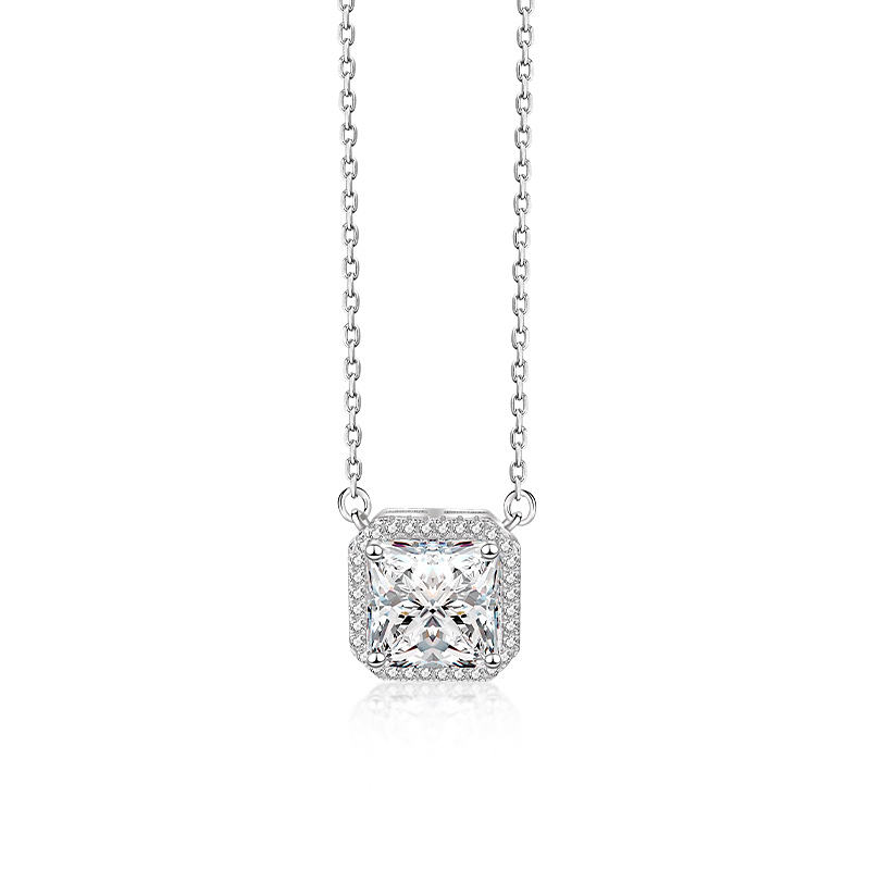 Bright Square Zircon Diamond Pendant Necklace for Women
