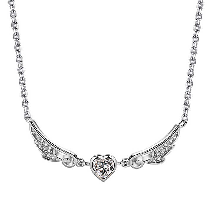 Love Heart Angel Wing Pendant Necklace